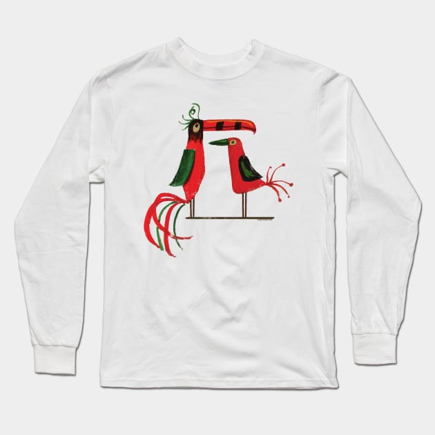 Tiki Birds Long Sleeve T-Shirt by zerostreet